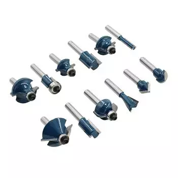 Набор из 15 фрез с хвостовиком 1/4 дюйма, твердосплавные напайки, набор инструментов для деревообработки в пластиковом кейсе No 2