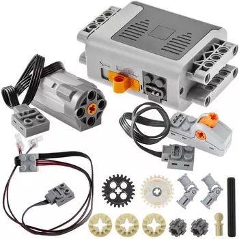 Набор из 15 моторов с функцией питания, коробка мотора, выключатель, световой кабель, совместимый с техническими строительными игрушками Majoy Brands 8293-M