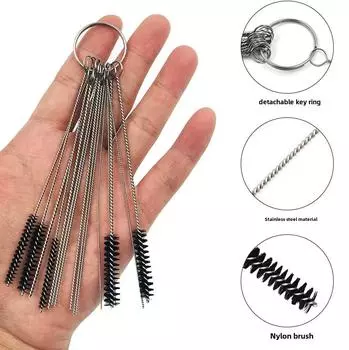 Набор из 15 щеток для чистки карбюратора с очистителями форсунок распылителя - иглы из нержавеющей стали и нейлоновые щетки