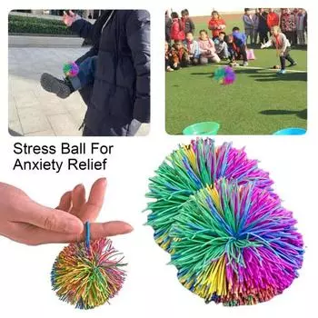 Набор из 15 шариков для снятия стресса, мягкие силиконовые сенсорные шарики для релаксации, разноцветные радужные тянущиеся