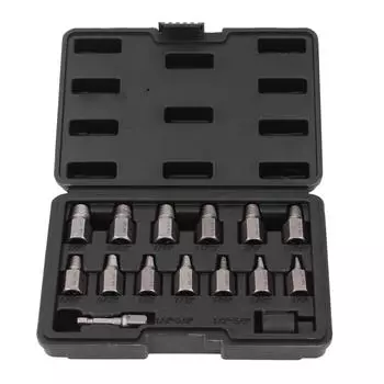 Набор из 15 штук для извлечения поврежденных винтов из высокоуглеродистой стали с шестигранным шлицем 3/8 дюйма для ремонта Mai