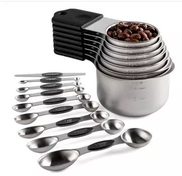Набор из 16 магнитных мерных чашек и ложек из нержавеющей стали 304, набор мерных чашек и ложек с выравнивателем, портативные инструменты для выпечки