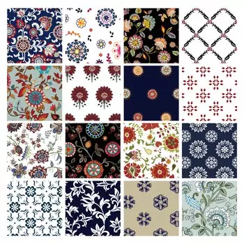 Набор из 16 толстых четвертей Soimoi, цветочный принт сюзани, 18 x 22 , сделай сам, пэчворк, предварительно нарезанная ткань для квилтинга из 100 хлопка, сине-белая и 18X22 Inches синий