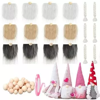 Набор из 18 бород и кос для кукол-гномов своими руками, бороды из искусственного меха с носом-шариком из дерева, украшения своими руками, товары для творчества на Рождество, кукла-гном