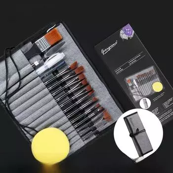 Набор из 18 многоцелевых нейлоновых кистей Giorgione для акварели, акрила и рисования на холсте с сумкой для хранения 18-piece set
