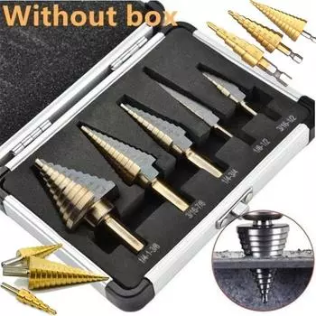 Набор из 1 шт. HSS с титановым покрытием, шестигранный хвостовик, ступенчатое конусное сверло для металла, дерева, сверла, режущие инструменты 4-12