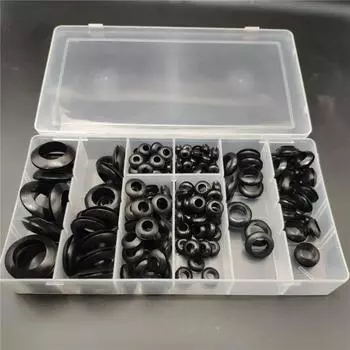 Набор из 200 штук универсальных черных резиновых втулок для автомобиля, черный комплект прокладок для электрических проводов с кейсом для хранения
