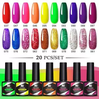 Набор из 20-цветного лака для ногтей, клей для фототерапии, популярный цветной клей для ногтей, клей для ногтей