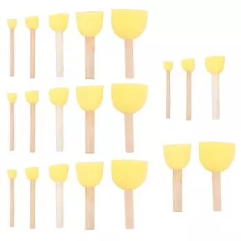 Набор из 20 кистей-губок DIY, круглые желтые грибные палочки, инструменты для рисования для детей