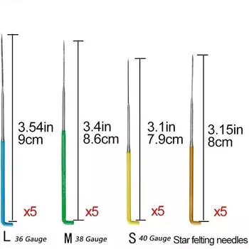 Набор из 20 разноцветных игл для валяния из шерсти с 2 типами игл: звездообразные и треугольные иглы для валяния