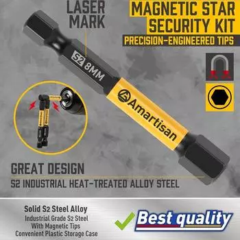 Набор из 20 шестигранных торцевых ключей, сверл, 1/4 дюйма, ударный шестигранный ключ из легированной стали S2, магнитный шестигранный хвостовик, отвертка, инструмент для ремонта common