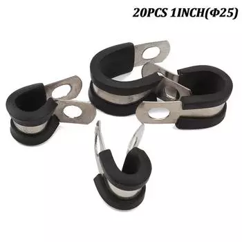 Набор из 20 шт. 1-дюймовых кабельных зажимов P-образного типа из нержавеющей стали для автомобиля, лодки, морского транспорта