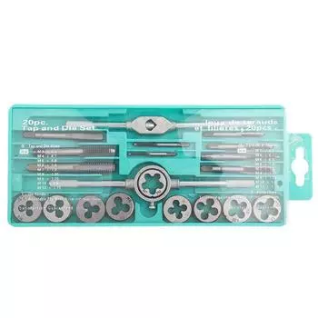 Набор из 20 шт. метчиков и матриц M3~M12 с винтовой резьбой, вороткового ключа и плашки, ручного ключа