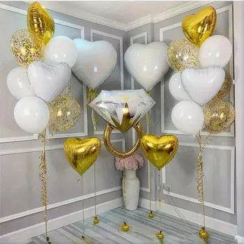 Набор из 21 шарика для жениха и невесты с бриллиантовым кольцом на День святого Валентина, свадьба, день рождения, невеста, подарок, вечеринка, украшение на вечеринку, воздушные шары