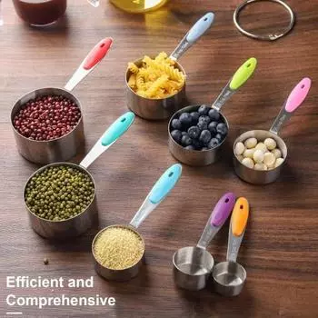 Набор из 23 мерных чашек и ложек из нержавеющей стали, 8 вложенных чашек, 9 ложек чёрный