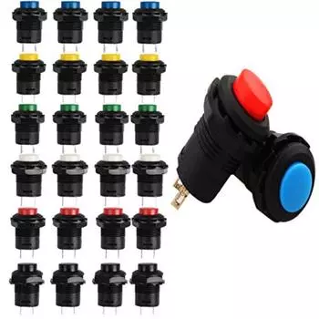 Набор из 24 кнопок включения/выключения, круглая кнопка 12 мм DS-425A, самофиксирующийся кнопочный переключатель, 6 цветов 16x10x2cm