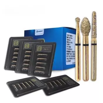 Набор из 25 стоматологических алмазных боров - 1,6 мм средней зернистости для высокоскоростного наконечника - FG Clinic Dentistry Tools для формирования зубов TF-11 25pcs box