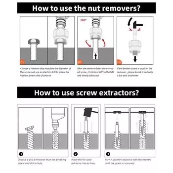 Набор из 26 предметов для извлечения болтов. Набор для извлечения спиральных винтов и набор головок для извлечения сверл.