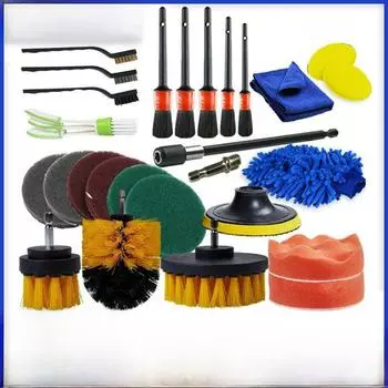 Набор из 26 щеток для чистки автомобиля с насадками для электродрели - инструмент для чистки пола, стен и удаления накипи 14 pieces красный/синий