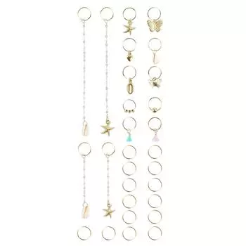 Набор из 28 колец для волос, регулируемые манжеты для кос, дредов, украшения для волос, аксессуары для кос, сплав, текстура