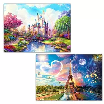 Набор из 2 5D алмазных художественных наборов, набор для рисования бисером и бриллиантами, набор для рисования, набор для рукоделия, 5D мозаичное искусство, ручная работа, милое художественное украшение, алмазная живопись, полный тип пасты