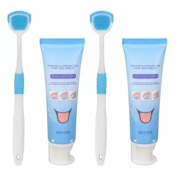 Набор из 2 чистящих щеток для языка, устраняющих неприятный запах изо рта, мягкий и глубокий набор гелевых щеток для языка