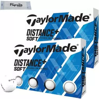 Набор из 2 дюжин белых мячей для гольфа TaylorMade, 24 чистящих листа DISTANCE+SOFT *Оригинал