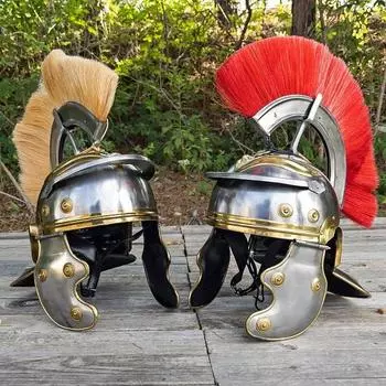 Набор из 2 фото, офицерский шлем центуриона Римской империи, полностью функциональный стальной средневековый костюм 20 калибра, копия шлема