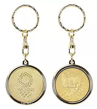 Набор из 2-х брелоков с памятной олимпийской медалью Токио 2020 года, золотая эмблема Miraitowa Official Goods & золотой