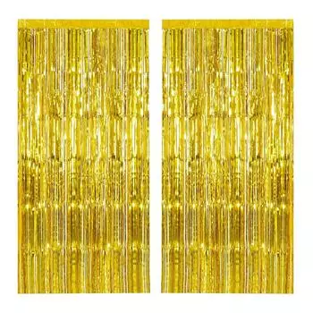 Набор из 2-х красочных фонов для оформления дня рождения, занавесок из алюминиевой фольги с лентами, украшений для шаров и декоративных студийных аксессуаров One Size золотой