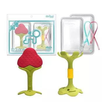 Набор из 2-х прорезывающих устройств Anjou, насадка, клубника, помада-зелень, случайная отправка (силиконовый зажим), 1 комплект, корейские детские товары
