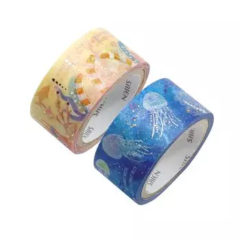 Набор из 2-х рулонов малярной ленты Kamiso Sansho SAIEN Marine Life шириной 20 мм (китайский угорь, медуза), Япония, приблизительно. УР-1079