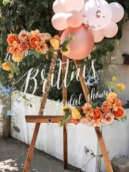 Набор из 2 искусственных цветов для свадебных приветственных знаков, цветочных украшений и табличек для свадебного приема белый