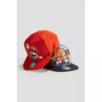Набор из 2 кепок с принтом HM, черный, Super Mario