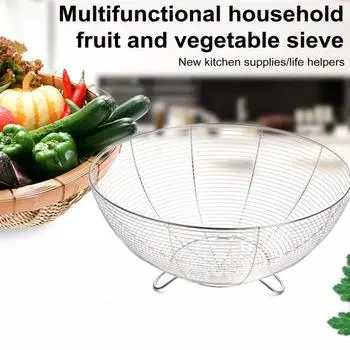 Набор из 2 корзин для фруктов из нержавеющей стали, большие корзины для хранения на столешнице для фруктов, овощей, закусок, хлеба, современная проволочная фруктовая чаша для кухонной стойки 2pcs M