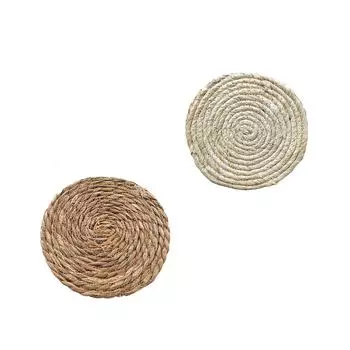Набор из 2 круглых тканых салфеток под приборы из натурального материала. Подставки под приборы из натурального водного гиацинта One Size