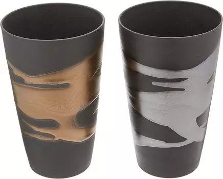 Набор из 2 кружек для пива Tumbler, пара из золота и серебра, пенящиеся кружки, диаметр x высота 14 см, 500 мл, фарфоровая посуда Mino в деревянной коробке, сетка для эля 8,5