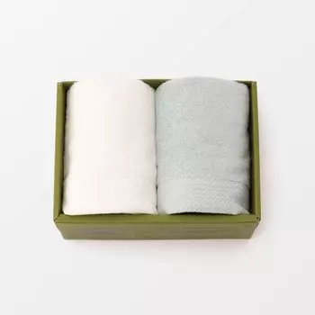 Набор из 2 легких и изящно скрученных полотенец для лица (белый/мятно-голубой)