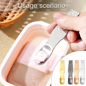 Набор из 2 ложек в форме медведя из нержавеющей стали 304, элегантные столовые приборы, уникальная посуда, ложка для размешивания десерта и кофе золотой