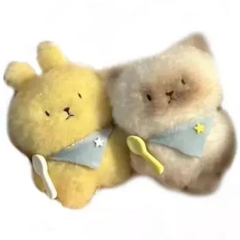 Набор из 2 мультяшных брелоков-подвесок ручной работы Медведь для сумки, Кролик для автомобиля, плюшевая текстура для различных случаев