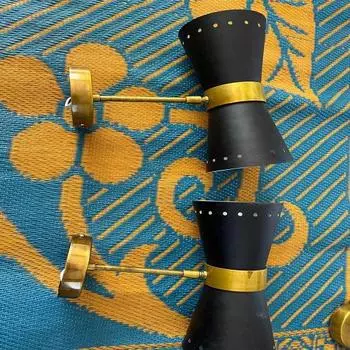 Набор из 2 настенных бра Diabolo в стиле середины века черного и коричневого цветов