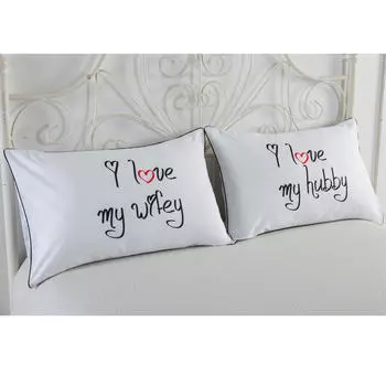 Набор из 2 парных наволочек с буквами, наволочки, постельное белье, свадьба B