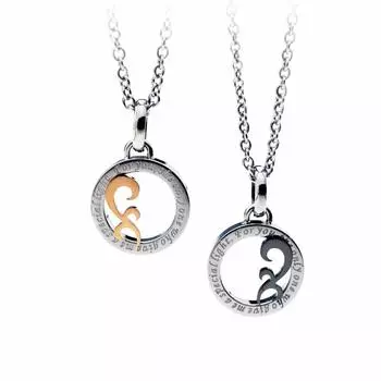 Набор из 2 парных ожерелий в форме сердца из нержавеющей стали 316L для пар YU-NA для мужчин и женщин