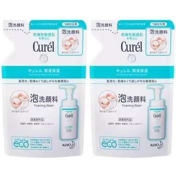 Набор из 2 пенок для умывания Kao Curel Foam Facial Cleanser Refill 130 мл x 2 В комплекте с оригинальными салфетками