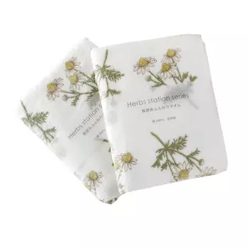 Набор из 2 полотенец для лица с ромашкой, сделано в Японии, мягкое, не скручивается белый