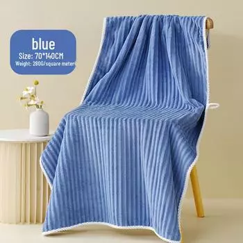 Набор из 2 полотенец для ванной и пляжа из кораллового вельвета с быстросохнущей полоской «конфети» Towel: 35*75cm синий