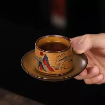 Набор из 2 предметов: чашка для чая с ретро-соусом, чашка для дегустации чая, чашка для дома, чашка для кунг-фу, керамическая чашка, чашка для одного владельца 40ml