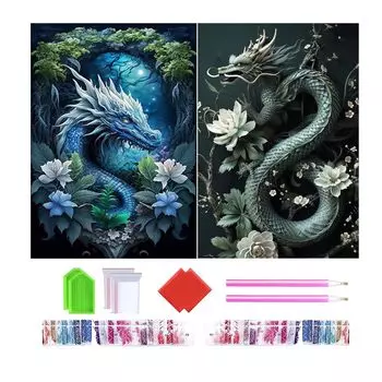 Набор из 2 предметов для алмазной живописи 5D Набор для алмазной живописи с драконом, полный набор для алмазной живописи с пастой, набор для самостоятельной ручной работы, набор для рукоделия, мозаичное искусство