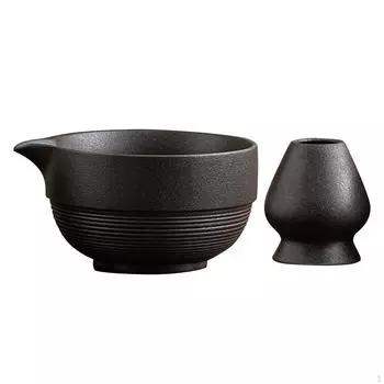 Набор из 2 предметов для чая матча, керамическая чаша и держатель для венчика с носиком для разлива для влюбленных