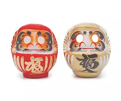 Набор из 2 предметов Takasaki Daruma Red Gold 11 x 10 x 9 Счастливый вход для семейного благополучия, удачи и безопасности, бизнеса, успеха, фигурки Daruma.
